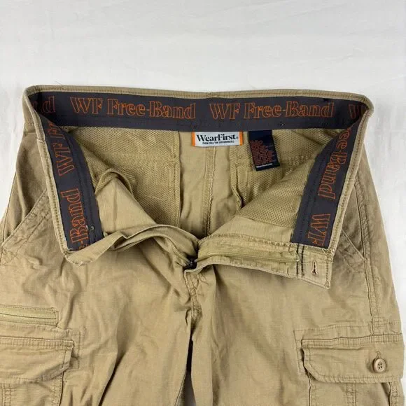 WearFirst Ripstop Cargo Shorts Men’s 34 Khaki Stretch Free Band Hiking Outdoors - Picture 4 of 11